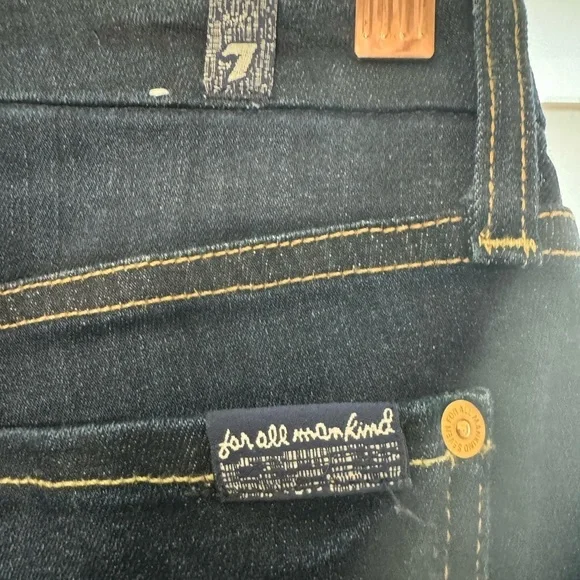 7 For All Mankind Kimmie Straight Leg Mid-rise Jeans Dark Wash Size 25 - Picture 8 of 8